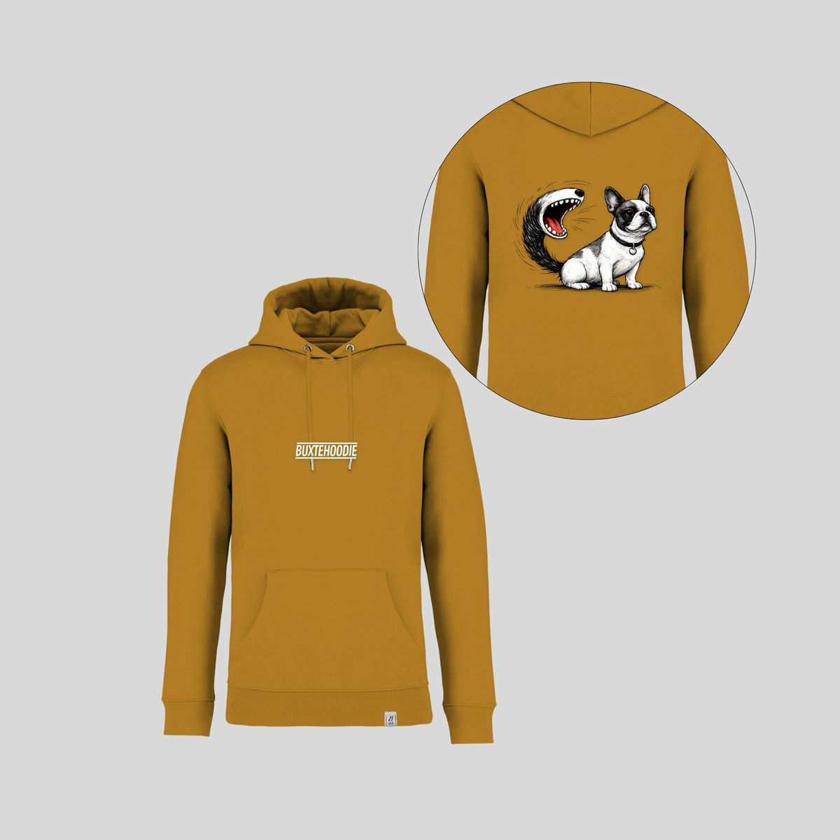 Buxtehoodie 'Schwanzbella' Kapuzenpullover aus Buxtehude in Farbe 'Curcuma'