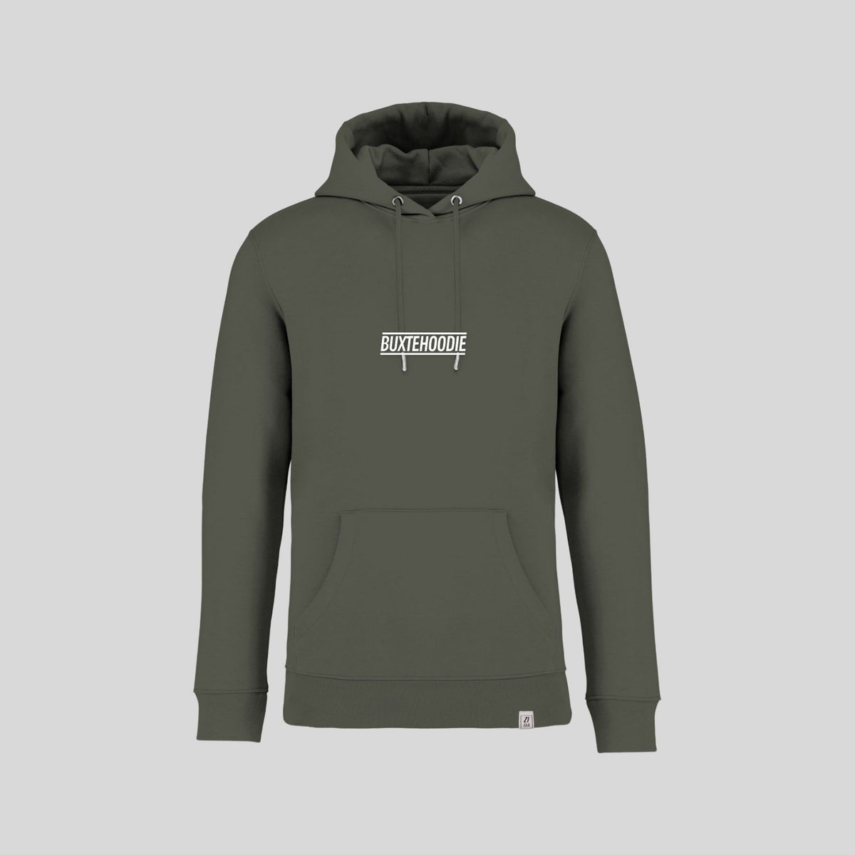 Vorderseite Buxtehoodie 'Schwanzbella' Kapuzenpullover aus Buxtehude in Farbe 'Khaki'