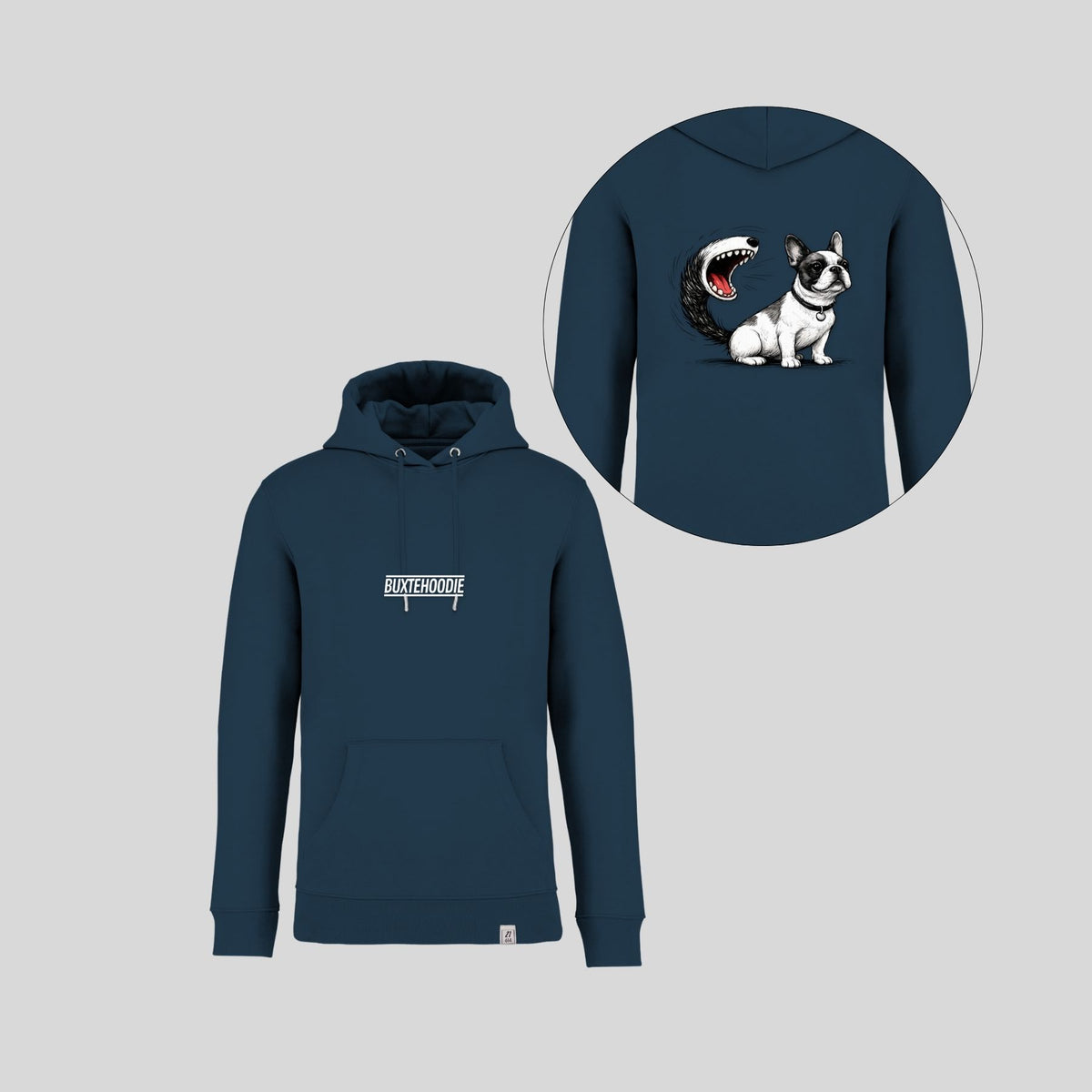 Buxtehoodie 'Schwanzbella' Kapuzenpullover aus Buxtehude in Farbe 'Ozean'
